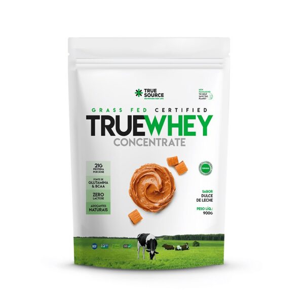 True Whey Concentrate Grass Fed Zero Lactose Refil - TRUE SOURCE Creme de baunilha com mel 900g