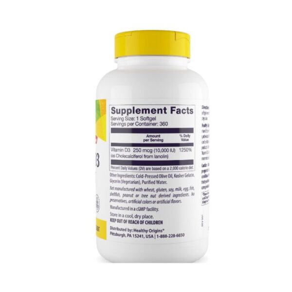 Vitamina D-3 10,000 UI - Healthy Origins 30 Softgels