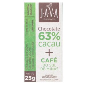 Chocolate artesanal tablete - Java Chocolates 63% Cacau + Café do Sul de Minas 25g