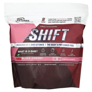 Shift Cereja Preta 30 Embalagens de Mistura para Bebidas 7,5 g Cada - Real Ketones
