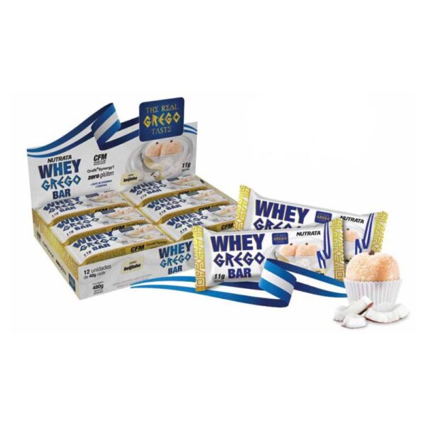 Whey Grego Bar (12un) 40g - Nutrata Morango com chantilly