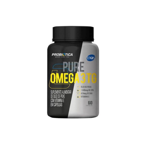Pure Ômega 3 TG (Óleo de peixe com vitaminas) - Probiótica 60 Cápsulas