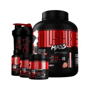 Kit Muscle Mass + BCAA + Creatina + Glutamina + Coqueteleira - Espartanos Baunilha