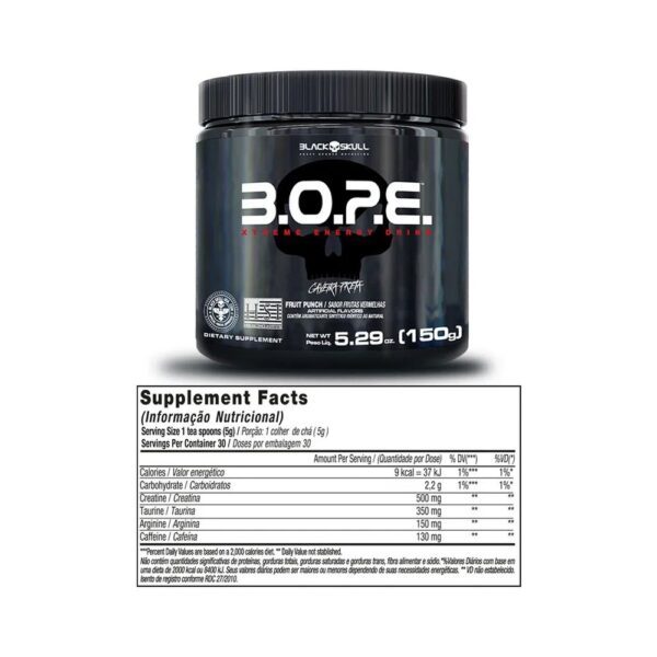 Pré-treino B.O.P.E (BOPE) - Black Skull Limão 150g