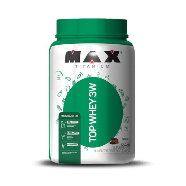 Top Whey 3W Mais Natural 900G - Max Titanium Café com leite