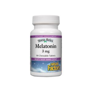 Melatonina 3mg Stress Relax - Natural Factors 90 comprimidos mastigáveis