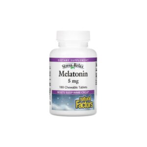 Melatonina 5mg Stress Relax - Natural Factors 180 comprimidos mastigáveis