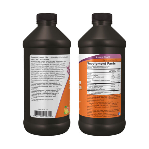 bhli-52ca92bcb39ab3debb13786d3ffbee78bf469c23a83875aa34 Glucosamina e Condroitina com MSM Líquida - Now Foods 473ml