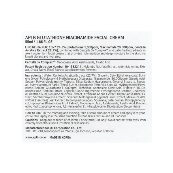Creme Facial Glutationa Nicotinamida 55ml - APLB