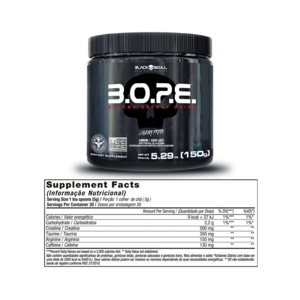 Pré-treino B.O.P.E (BOPE) - Black Skull Limão 150g