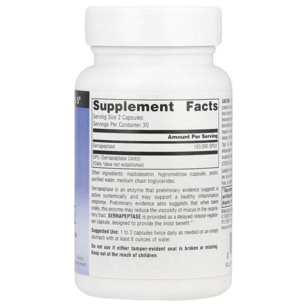 bhli-9de9ccbaf1b258c1666f8cf152a955403c9ed6fc055b11f9b6 Serrapeptase Enzima Proteolítica 60000 SPU 60 Cápsulas - Source Naturals