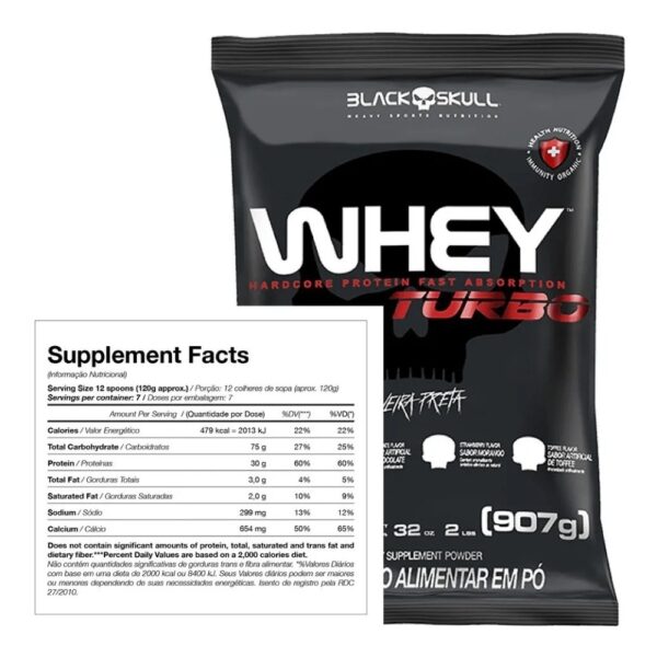Kit Whey Protein Turbo + Bcaa 2400 + Creatina Turbo - Black Skull Toffee