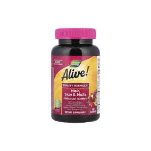Gomas Alive!® para Cabelos, Pele e Unhas Sabor Morango 60 unidades - Nature's Way Premium