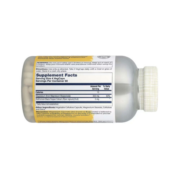 Glicinato de Magnésio de Alta Absorção 350mg - Solaray 120 Cápsulas
