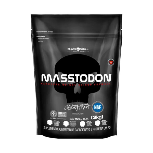 Hipercalórico MASSTODON Refil 3kg - Black Skull Baunilha