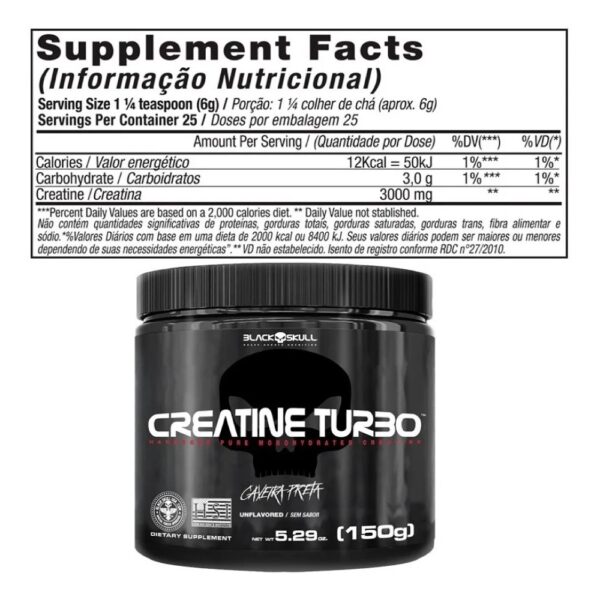 Kit Whey Protein Turbo + Bcaa 2400 + Creatina Turbo - Black Skull Toffee