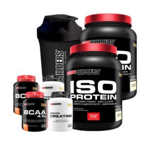 Kit 2x Whey Isolado + 2x Bcaa + 2x Creatina + Shaker - Bodybuilders Morango/Baunilha