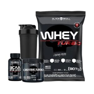 Kit Whey Protein Turbo + Bcaa 2400 + Creatina Turbo - Black Skull Toffee