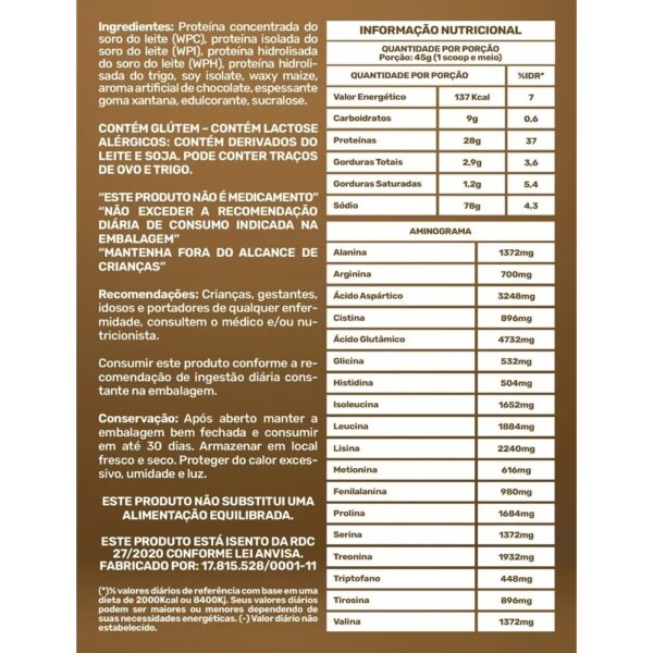 Whey Protein 3W Isolado/Hidrolisado/Concentrado 1kg - Insane Performance Nutrition Chocolate