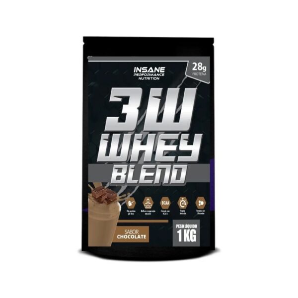 Whey Protein 3W Isolado/Hidrolisado/Concentrado 1kg - Insane Performance Nutrition Chocolate