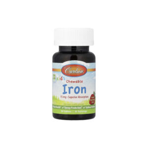 Ferro Mastigável Infantil Sabor Morango 15mg - Carlson 30 Tabletes