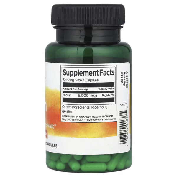 Biotina 5000mcg 100 Cápsulas - Swanson