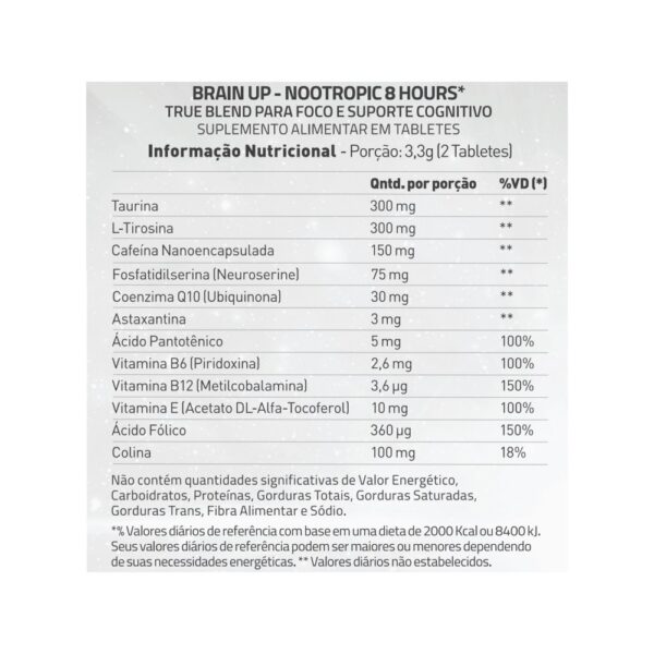 Nootrópico BRAIN UP 60 tabletes - TRUE SOURCE