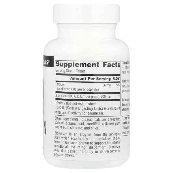Bromelina 600 GDU/g 120 Comprimidos - Source Naturals