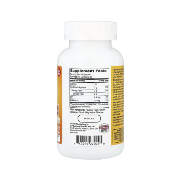 Fibra de Psyllium 160 Cápsulas - 21st Century