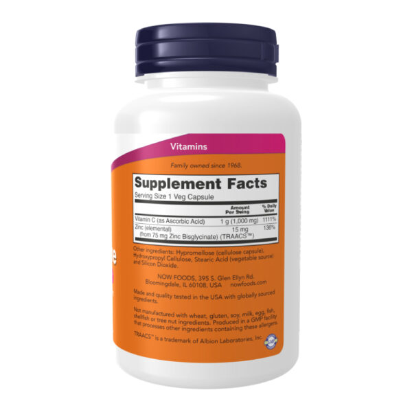 C-1000 Zinc Immune 90 Veg Cápsulas - Now Foods