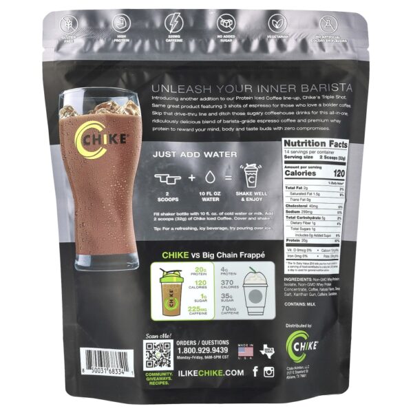 Café Gelado com Proteína Dose Tripla Espresso e Creme 448 g - Chike Nutrition