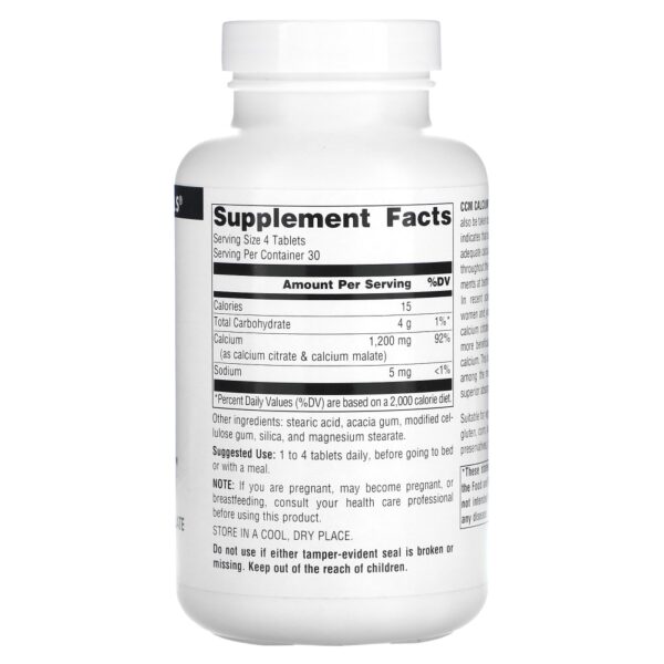 Cálcio CCM 300 mg 120 Comprimidos - Source Naturals