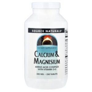 Cálcio e Magnésio 300 mg 250 Comprimidos - Source Naturals