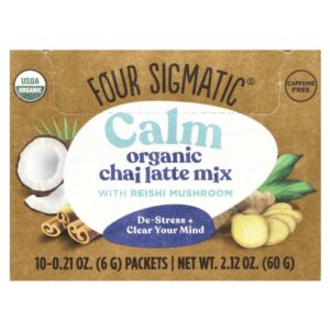 calm-mistura-de-latte-de-chai-com-cogumelo-reishi-sem-cafeina-10-saches-6-g-cada-rtkonen5y6.jpg Calm Mistura de Latte de Chai com Cogumelo Reishi Sem Cafeína 10 Sachês 6 g Cada - Four Sigmatic
