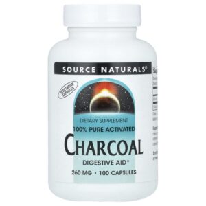 Carvão Ativado 100% Puro 260 mg 100 Cápsulas - Source Naturals