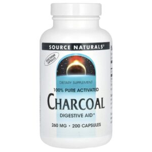Carvão Ativado 100% Puro 260 mg 200 Cápsulas - Source Naturals