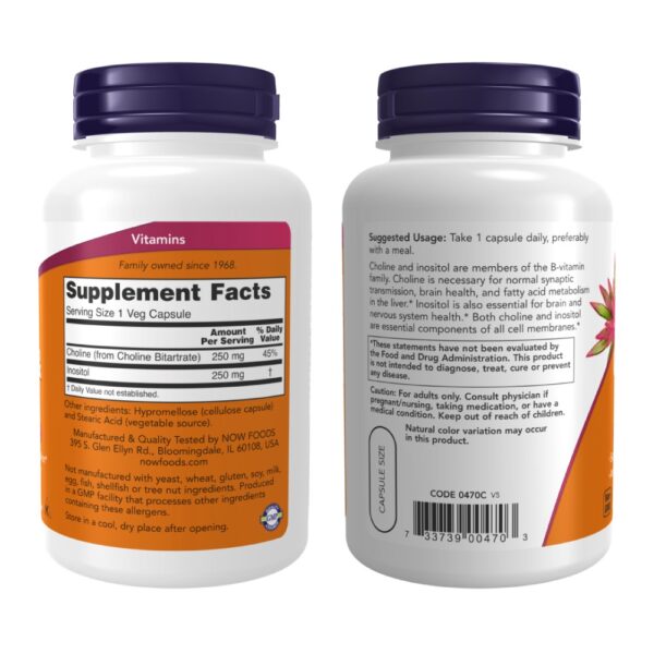 Choline & Inositol (Colina e Inositol) 500mg 100 Veg Cápsulas - Now Foods