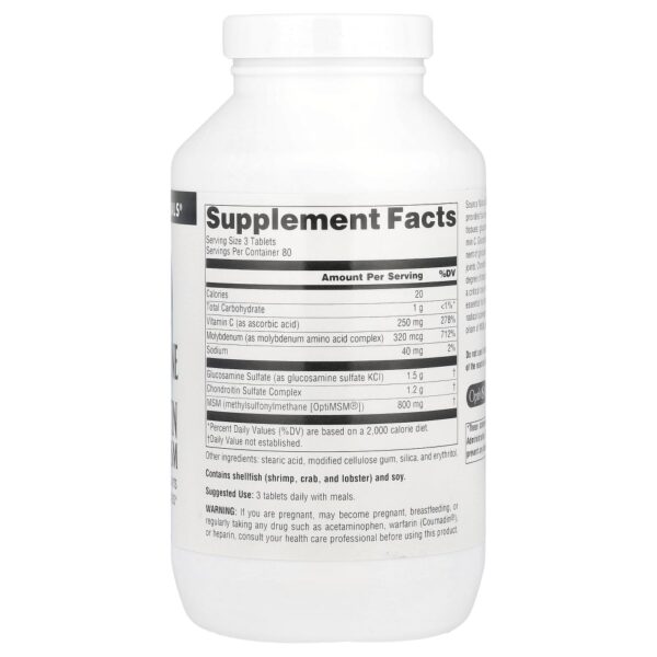 Complexo de Glicosamina e Condroitina com MSM 240 Comprimidos - Source Naturals