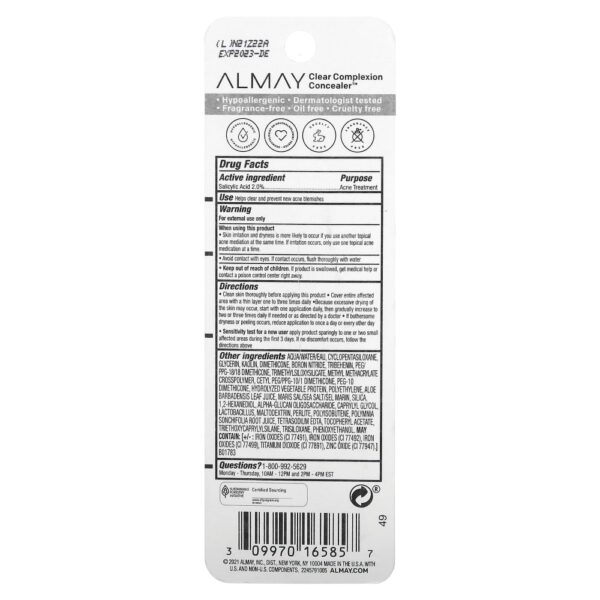 Corretivo Facial para Acne Clear Complexion Concealer Cor 400 Medium Deep 9 ml - Almay