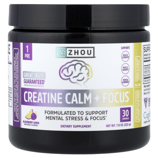 Creatina Calm e Focus Amora e Limao 222 g - Zhou Nutrition