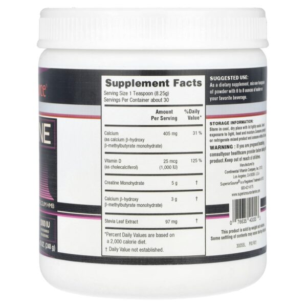Creatina e HMB Sem Sabor 248 g - Superior Source
