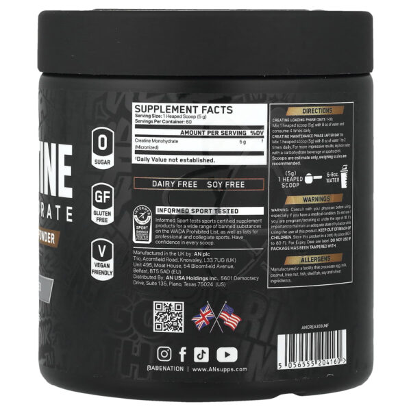 Creatina Monohidratada Micronizada Sem Sabor 300 g - ABE
