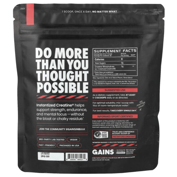 Creatina Monohidratada Solúvel Framboesa Azeda 243 g - GAINS