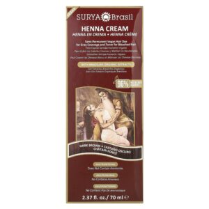 Creme de Henna Tintura Capilar Castanho Escuro 70 ml - Surya Brasil