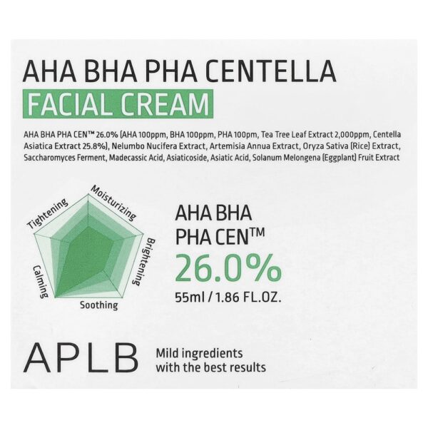 Creme Facial AHA BHA PHA de Centella 55 ml - APLB