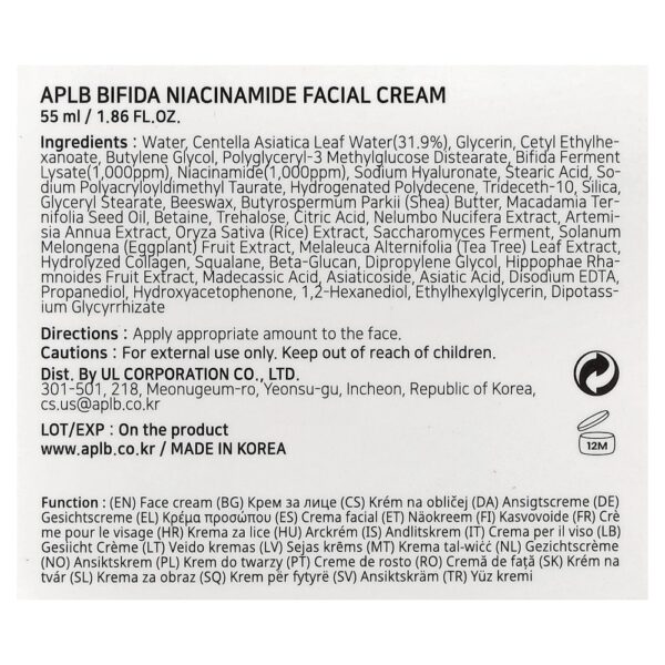 Creme Facial de Niacinamida Bifida 55 ml - APLB