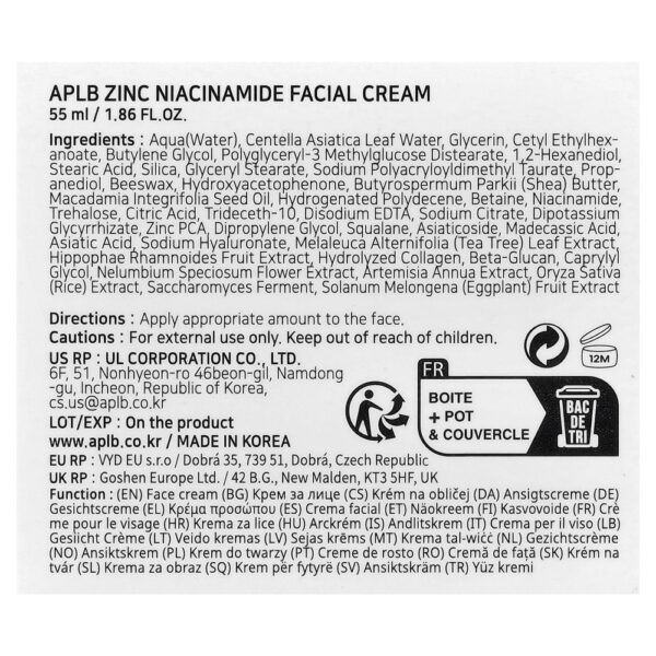 Creme Facial de Zinco e Niacinamida 55 ml - APLB