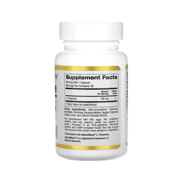 L-teanina com AlphaWave 100 mg 30 Cápsulas Vegetais - California Gold Nutrition