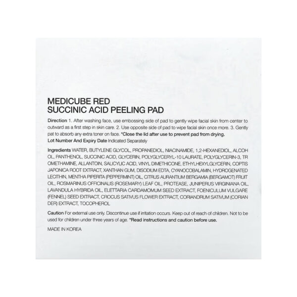 Discos Tônicos Esfoliantes de Ácido Sucínico Red Succinic Acid Peeling Pad 70 Discos - Medicube