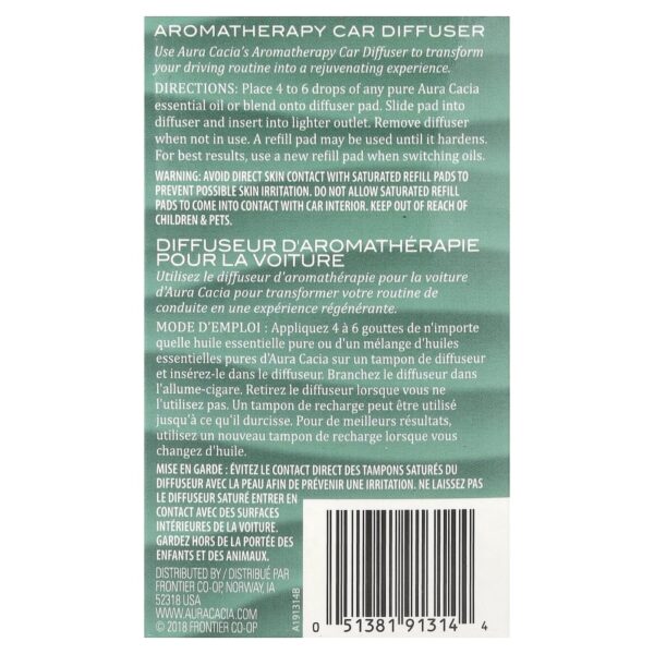 Difusor de Óleo Essencial para Carro Aromaterapêutico 1 Unidade - Aura Cacia